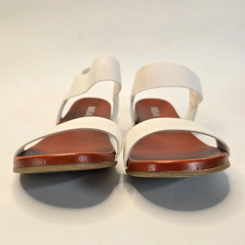 MIA Flat Elastic Strap Sandals Size 8 White Faux Leather Casual Summer Shoes NIB - Picture 4 of 9